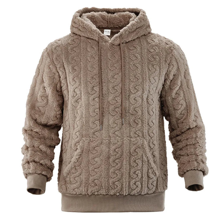 Cross-border Loose Men's Winter Retro Warm Double-Sided Velvet Casual Trend Hooded Pocket High Street Sweater
