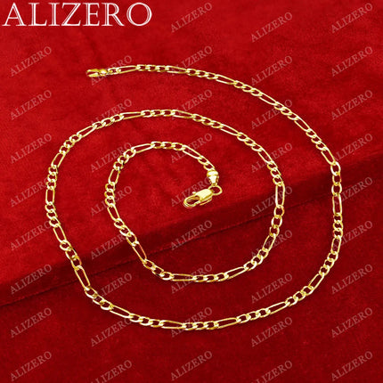 ALIZERO 18K Gold 4MM Figaro Chain Necklace For Women Men Fashion Hip Hop Punk Necklaces Jewelry Wholesale 40-75cm PlatiNum