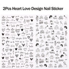 2pcs Heart Love Design 3D Nail Art Stickers English Letter Cool Girl Face Sliders Valentine Day Manicure
