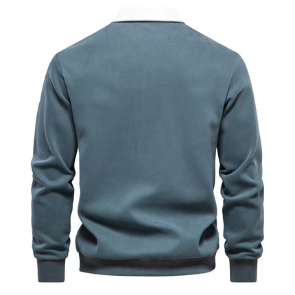 2025 Spring Autumn Polo Neck Sweatshirts for Men Fashion Smart Casual Cotton Mens Hoodies Sweatshirts High-Quality Pullover Tops