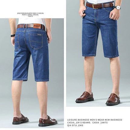 Pantaloncini di jeans da uomo estivi Nuovo stile Ricamo sottile Business Casual Jeans corti dritti Abbigliamento di marca maschile azzurro cielo