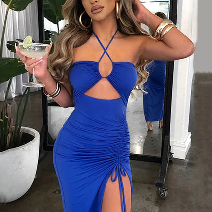 Abito Midi Senza Maniche Sexy da Donna, Vestito Aderente con Schiena Scoperta per Club Notturni e Feste, Vestidos Eleganti Para Mujer platinumshop