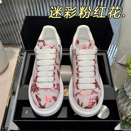 American European Fashion Casual Shoes Unisex White Platform Sneakers Man Sport Shoes In Printing Leather Women Heighten Loafers