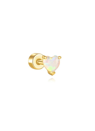 CANNER 1PC 925 Sterling Silver Exquisite Crown Opal Piercing Earring for Women Ear Studs Cartilage Earring Body Jewelry Gift PlatiNum