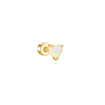 CANNER 1PC 925 Sterling Silver Exquisite Crown Opal Piercing Earring for Women Ear Studs Cartilage Earring Body Jewelry Gift PlatiNum