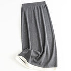 SuyaDream, Women Long Skirt, 32.4%Sheep Wool, Solid Woolen Knitted Skirts, 2024 Autumn Winter Warm Under Dress, Grey, Khaki PlatiNum