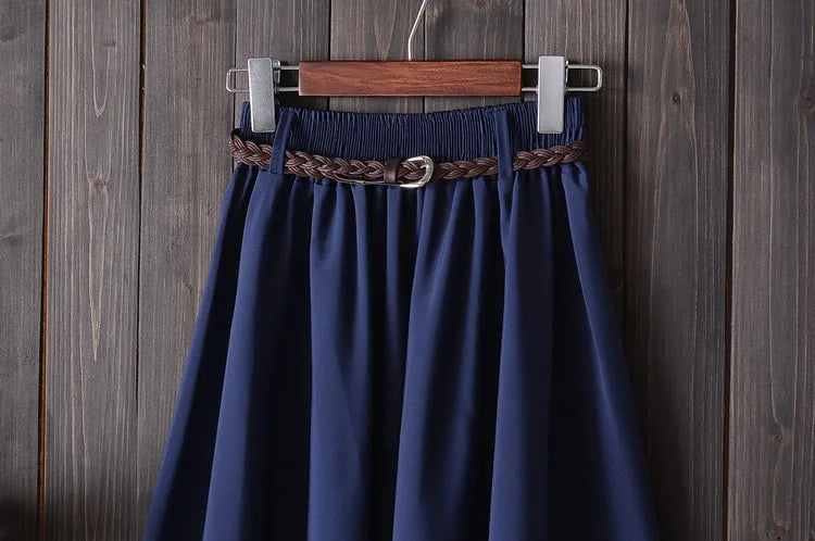 Gonna estiva midi al ginocchio da donna con cintura Gonna da scuola a pieghe a vita alta da donna coreana alla moda femminile
