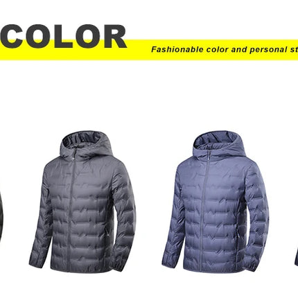 EUMERGX Men's Down Jacket Winter Warm Duck Down Lightweight Padding Jackets Camping Climbing Trekking Graphene Lining Coat