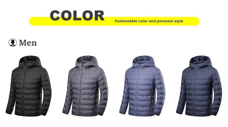 EUMERGX Men's Down Jacket Winter Warm Duck Down Lightweight Padding Jackets Camping Climbing Trekking Graphene Lining Coat