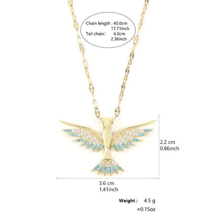 Trendy Phoenix Stainless Steel Cubic Zirconia Necklaces For Women Men Gold Color Metal Crystal Necklace Party Everyday Jewelry PlatiNum