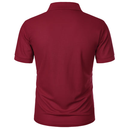 Men's Casual Short Sleeve Button-Up Lapel Solid Color T-Shirt