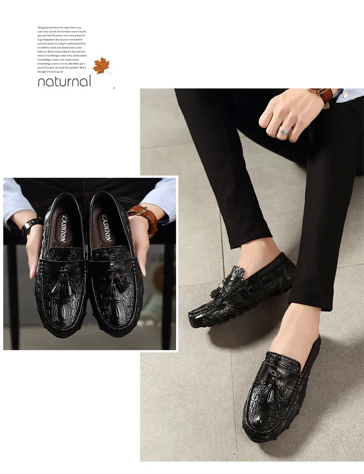 Mocassini da uomo di marca di lusso 2023 scarpe Casual in vera pelle mocassini con motivo a coccodrillo scarpe da uomo Plus Size 38-47 scarpe da guida