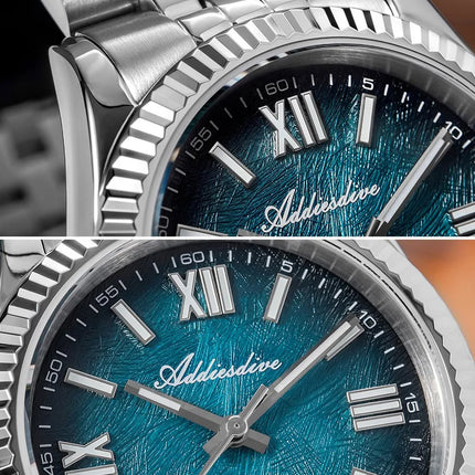 ADDIESDIVE New 36mm Watch for Men AD2512 Luxury Sapphire VH31 Quartz Wristwatch 100m Waterproof Stainless Steel Luminous Watches