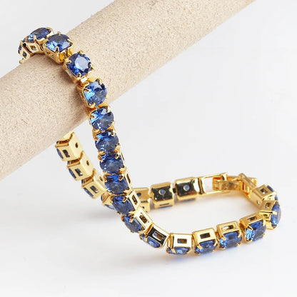 Collana a catena da tennis lucida con zirconi AAA da 5 mm Donna Uomo Hip Hop Iced Out Bling Blue CZ Collana Gioielli in oro 18 carati Regalo di fascino