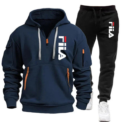 Autumn and winter hot selling men's hooded sweatshirt+casual pants two-piece outdoor multi pocket pullover and sports pants set PlatiNum