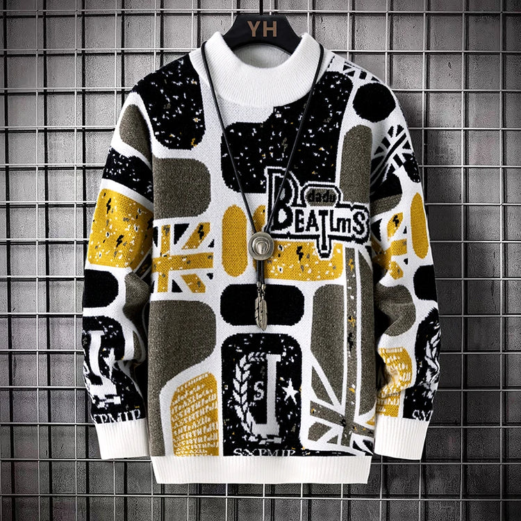 Men's fashion pullovers 2025 men winter Sweaters mens warm sweater O-neck custom pattern men sweaters autumn men size M-3XL