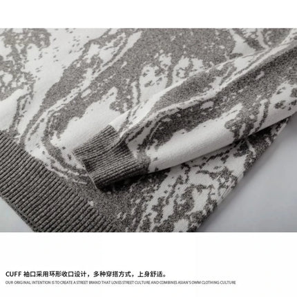 All-Over Floral Jacquard Pattern Pullover Sweater, Casual Crew Neck Knit Men's Pullover, Super Cool Winter Gift