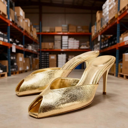 Sexy Gold High Heel Sandals for Woman Open Toe Slingback Stiletto Heels Party Shoes Wedding Evening Dress Sandals Ankle Strap PlatiNum