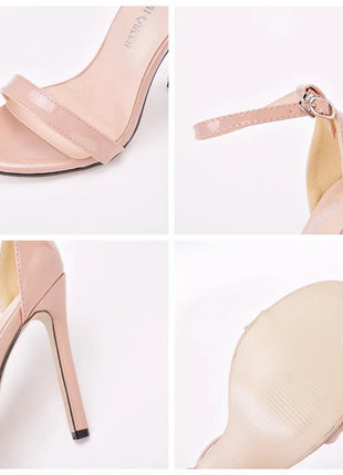 2026 spring Fashion Large Size 11cm Woman Sexy Dance Shoes Sandals Women Shoe Summer High Heels Stiletto Elegant Party Shoe PlatiNum