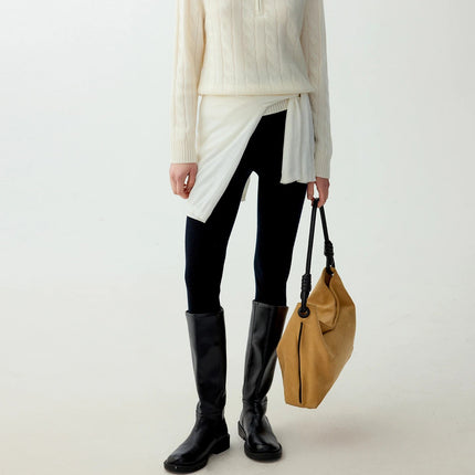 100% fine spun wool knitted pants for women, soft and comfortable thin wool leggings, slim fit solid color leggings PlatiNum