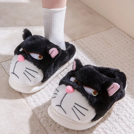 Fluffy Slippers Women Cute Cartoon Winter Plush Home Shoes Girls Casual Large Size Flats