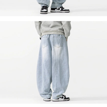 2025 Nuovi pantaloni stile harem vintage da uomo pantaloni larghi in denim hip-hop larghi da uomo jeans dritti oversize moda pantaloni in vita elastica