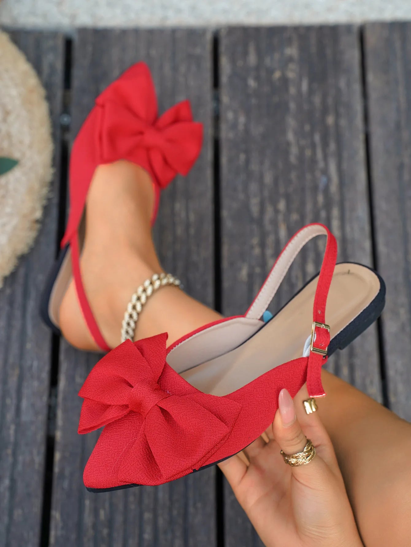 2025 New Ladies Shoes Closed Toe Women's Sandals Fashion Daily Summer Plus Size Butterfly-knot Slingbacks Flat Sandals