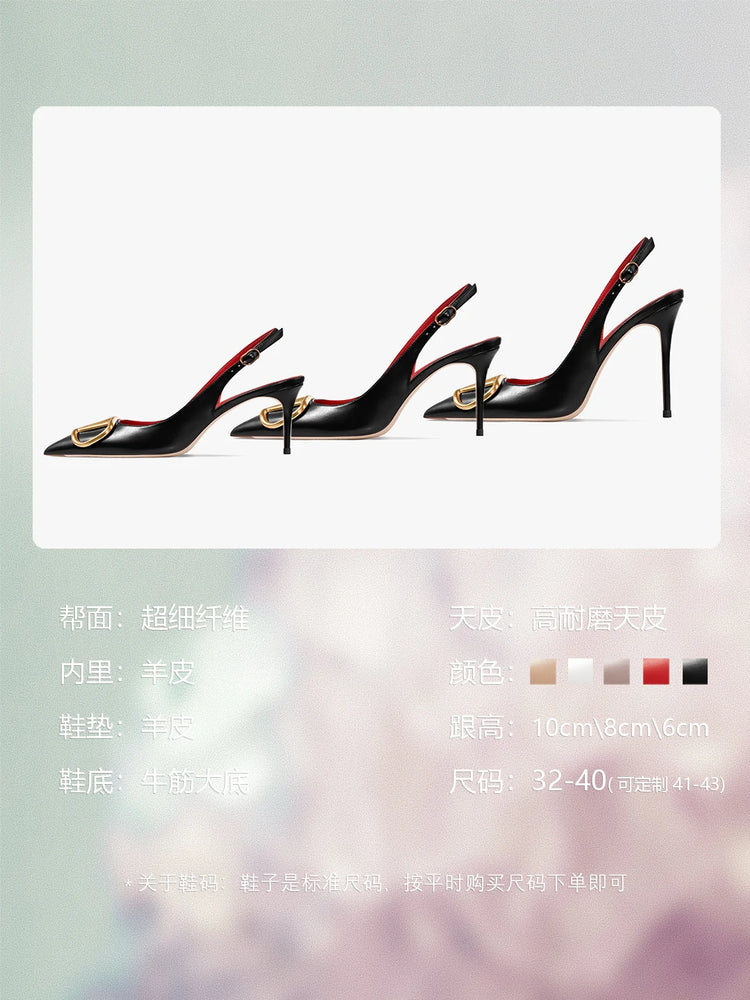 HLTINO Fahion Slingback Nero Comode Scarpe Estive da Donna Sandali con Tacco Alto 2025 Tendenza per Abito da Festa di Nozze