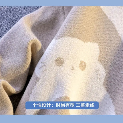 Cartoon Cat's New Knitted Sweater 2025 Men's Autumn/Winter Warm Knitted Sweater Men's Pullover Home Clothes
