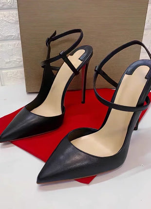 2024 Nuova Primavera/Estate 12 centimetri Bocca Ultra Superficiale Nero Rosso Fondo Tacchi Alti Tacc
