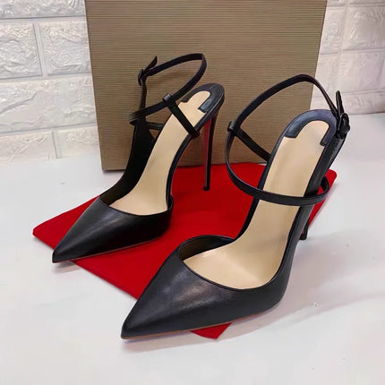 2024 Nuova Primavera/Estate 12 centimetri Bocca Ultra Superficiale Nero Rosso Fondo Tacchi Alti Tacchi Sottili delle Donne Sexy A Punta Grandi Singoli scarpe