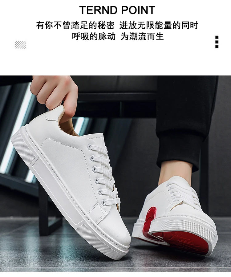 Hot Men's Casual Shoes Leather Sneakers Fashion White Black Male Vulcanized Shoes Non-slip Soft Men Shoes Lightweight Flat Shoe