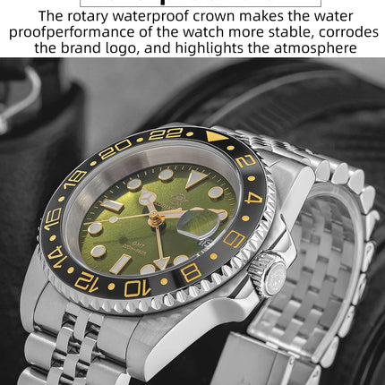 ADDIESDIVE Watch For Man Quartz GMT 20Bar Waterproof BGW9 Super Luminous 316L Stainless Steel Ceramic Bezel Watch