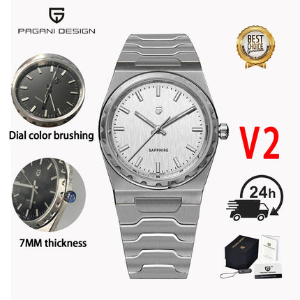 PAGANI DESIGN 2026 Nuovo Orologio al Quarzo Sottile da Uomo 7MM VJ21 37MM Zaffiro Acciaio Inossidabile Impermeabile 10Bar Luminoso C3 Reloj Hombre