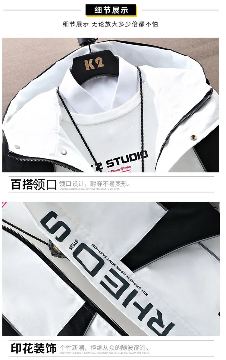 Men's Sets Sportswear Suit Hooded Colorblock Casual patchwork Hooded Jacket + Pants Suit Men's 2-piece Jogger Sweatshirt
