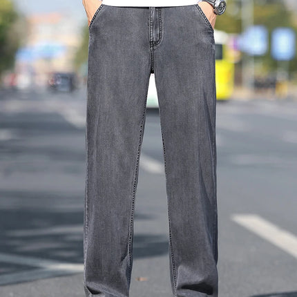 Jeans Larghi da Uomo in Lyocell Sottile, Morbidi e Comodi, Pantaloni alla Moda Primaverili ed Estivi, Denim Lavato di Marca