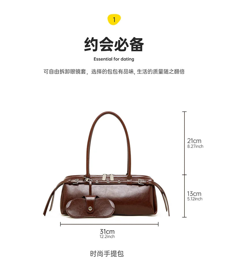 YANATARI underarm cowhide Genuine leather handbags women vintage shoulder bag female  luxury bag high quality long bag