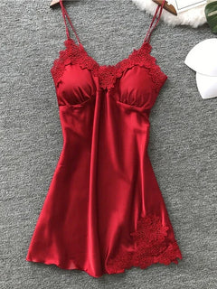 Abito da notte sexy in raso di seta da donna Camicie da notte senza maniche Camicia da notte con sco
