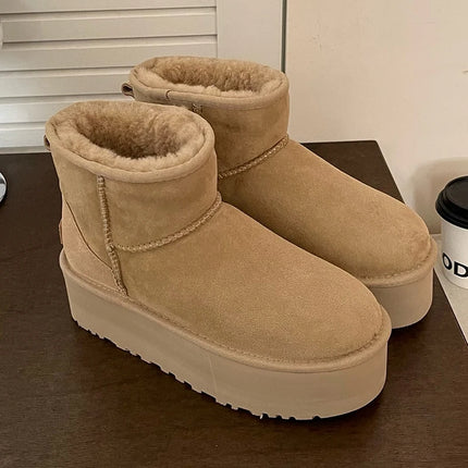 Classic Short Women's 2027 New Winter Warm Wool Thick Sole Genuine Leather And Fur Snow Boots