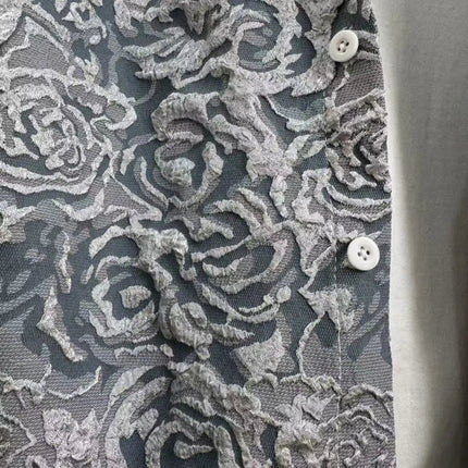 New Spring and Autumn Men's Casual Suit Lapel Jacquard Shirt Trousers Two-piece Set Comfortable Loose PlatiNum