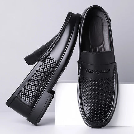 Mocassini in Pelle da Uomo Estate 2026, Scarpe Casual Slip-on Traspiranti, Comode per Camminare e per l'Ufficio