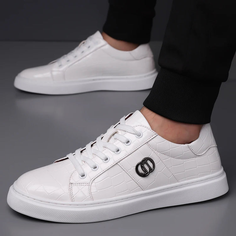Popular crocodile pattern men's thick soled casual board shoes, trendy, breathable high-end, business plus size shoes (38-48)
