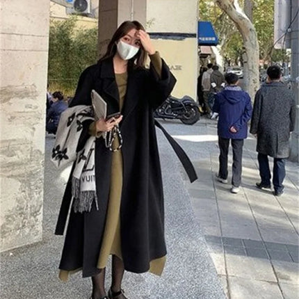 Double-sided Cashmere Big Collar Women's Coat 100% Pure Wool Reversible Woolen Coat High-End Fashion Loose Women's Wear 2026