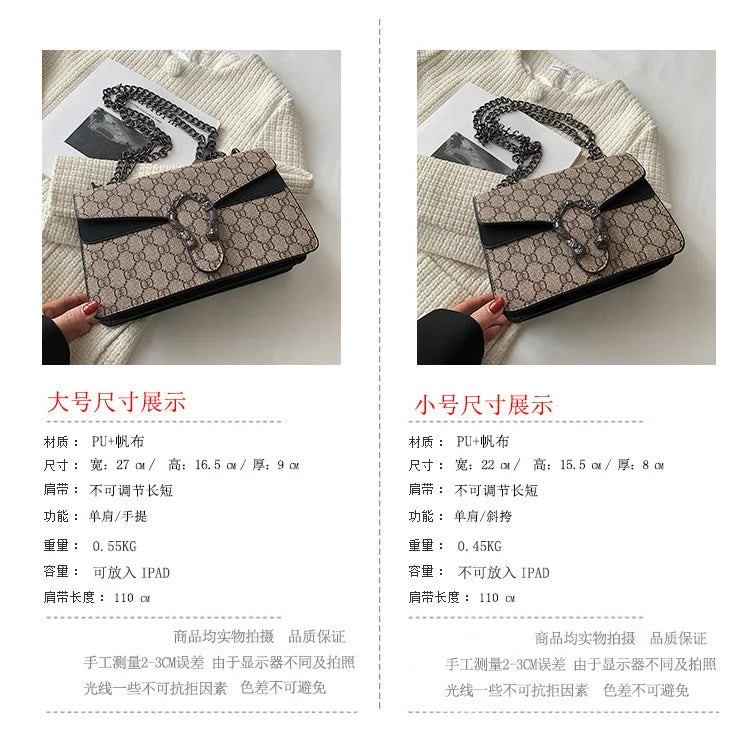 Fashion Popular Women's Bag Trend Brand Retro Chain Shoulder Bag High Quality Ladies Crossbody Bag Designer Luxury Handbag PlatiNum