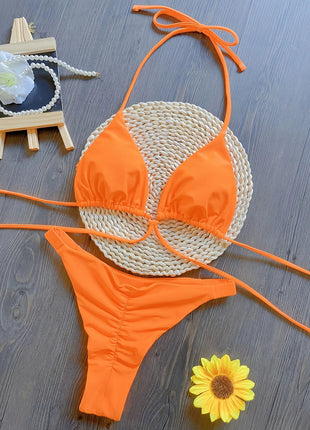 Set Bikini Triangolo Sexy Micro Perizoma Donna, Costume da Bagno Stampa Bandage, Abbigliamento da Spiaggia platinumshop