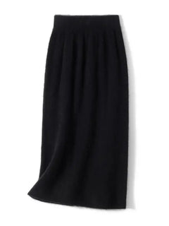 Herbst Winter Gestrickter Wollrock Hohe Taille Schmal Geschnittener Halb-langer Rock Damen Midi Wickelrock Bodycon Rock Eleganter Pendlerstil