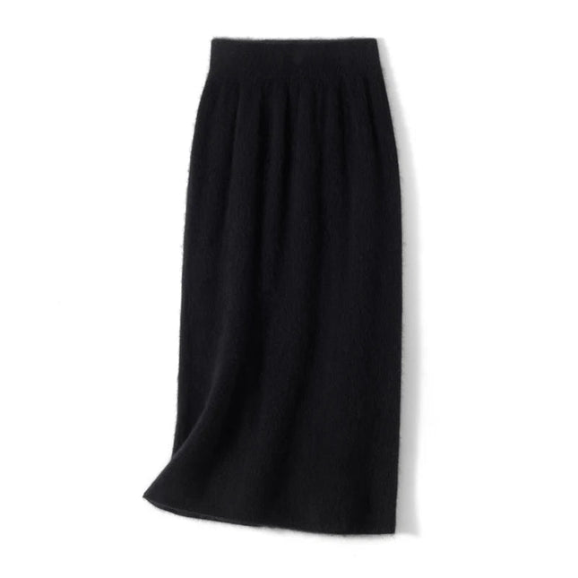 Autumn Winter Knitted Woolen High Waist Slim Fit Half-length Skirt Women's Mid-length Wrap Bodycon Skirt Elegant Commute Style PlatiNum
