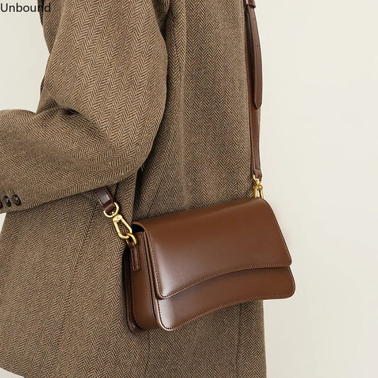 Top Grain Cowhide Womens Underarm Bag Small Luxury Shoulder Crossbody Handbag Chic Commuter Tote Trendy Minimalist Everyday Bag