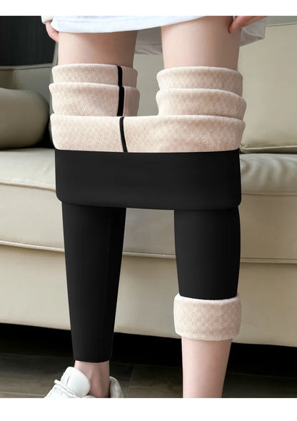 Women's Shark Leggings Fleece Lined  Winter Warm Tummy Control Thermal Pants High Waist Slimming Figure Long trousers Plus Size