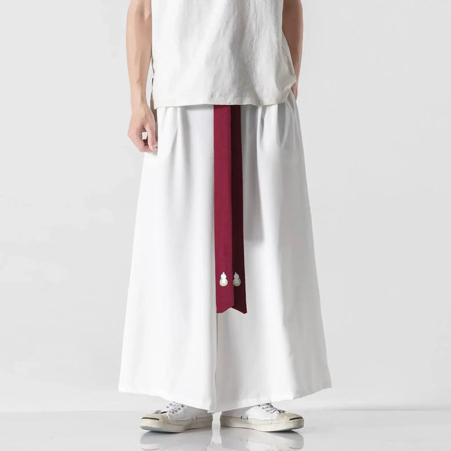 2023 Pantaloni da uomo a gamba larga Pantaloni da jogging in cotone Pantaloni larghi retrò Uomo Pantaloni di lino stile cinese Maschio Grande cavallo Nepal Abito Pantaloni solidi